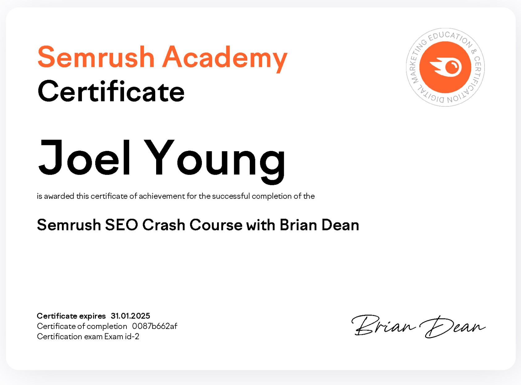 SEO Certificate